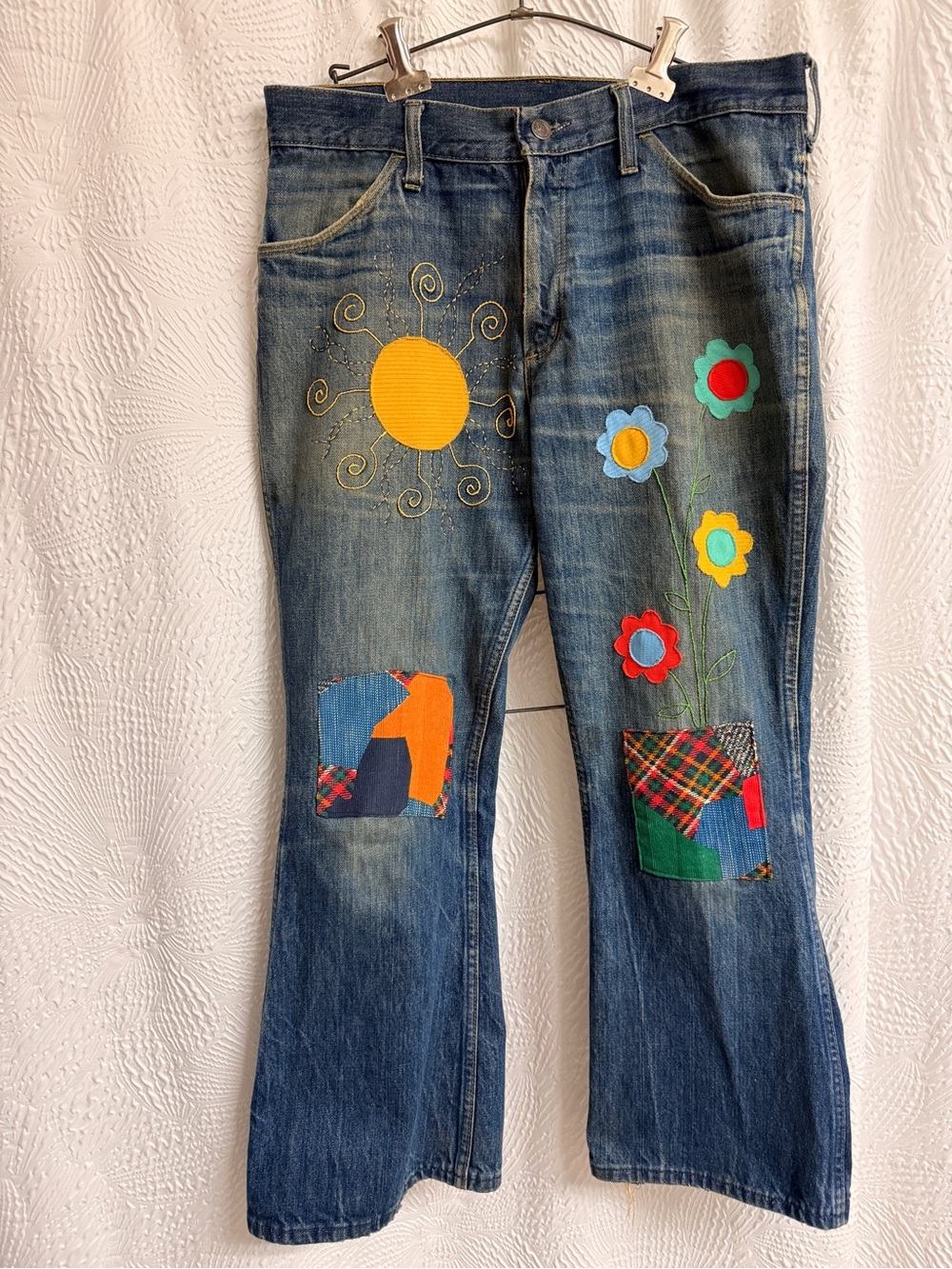 Unique Custom 1970s vintage “Big Stone” Authentic Bell Bottom Jeans sz 31-34